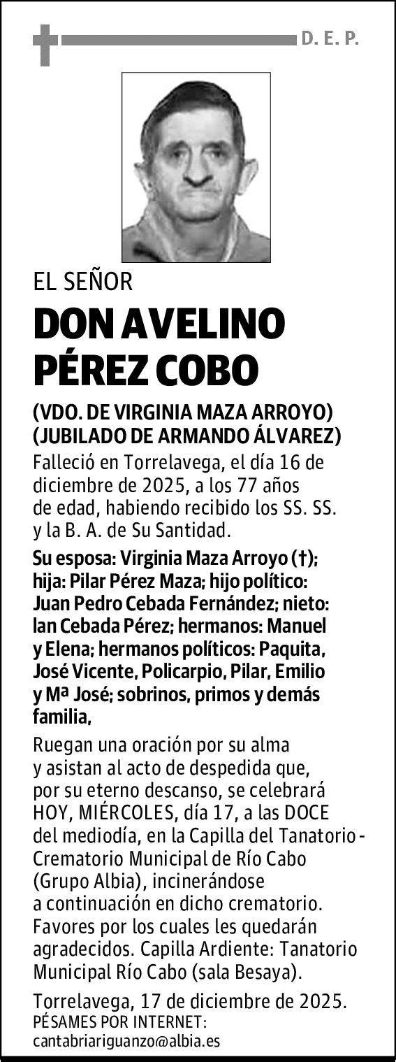DON AVELINO PÉREZ COBO