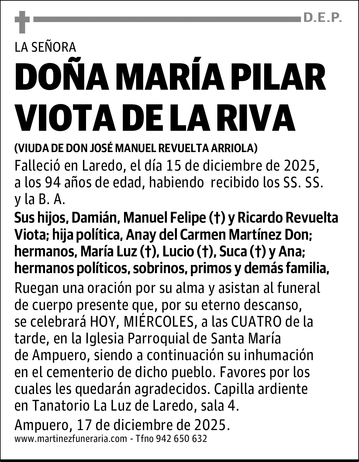 DOÑA MARÍA PILAR VIOTA DE LA RIVA