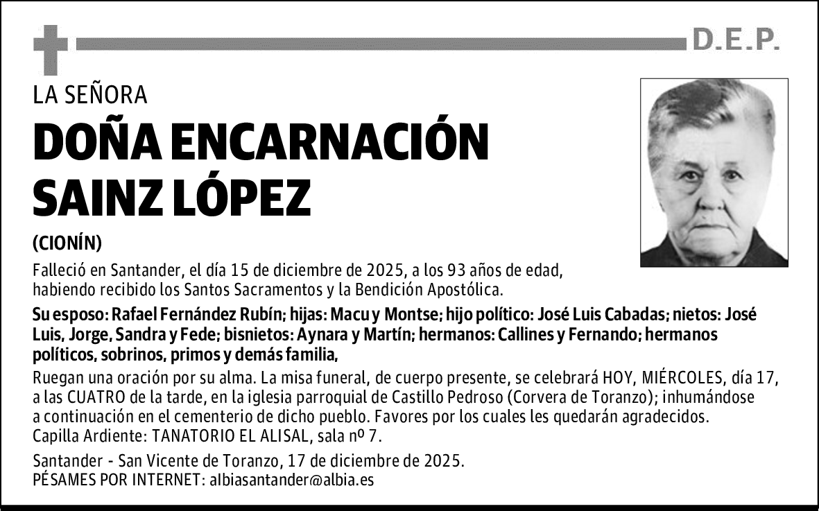 DOÑA ENCARNACIÓN SAINZ LÓPEZ