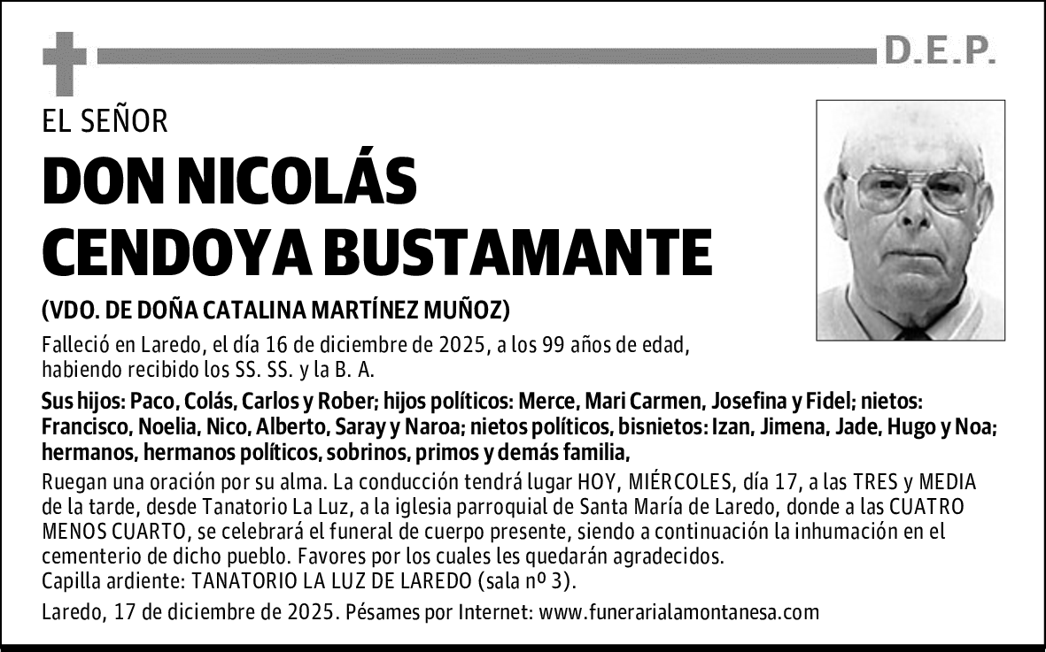 DON NICOLÁS CENDOYA BUSTAMANTE