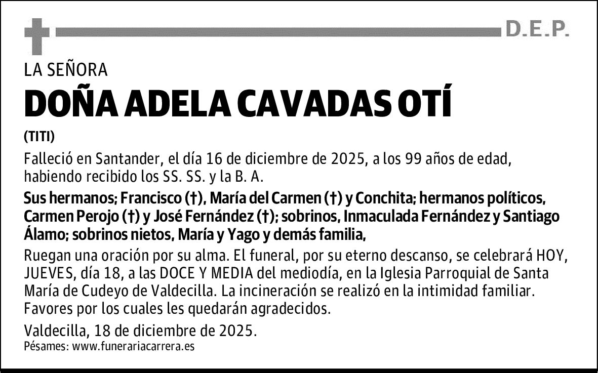 DOÑA ADELA CAVADAS OTÍ