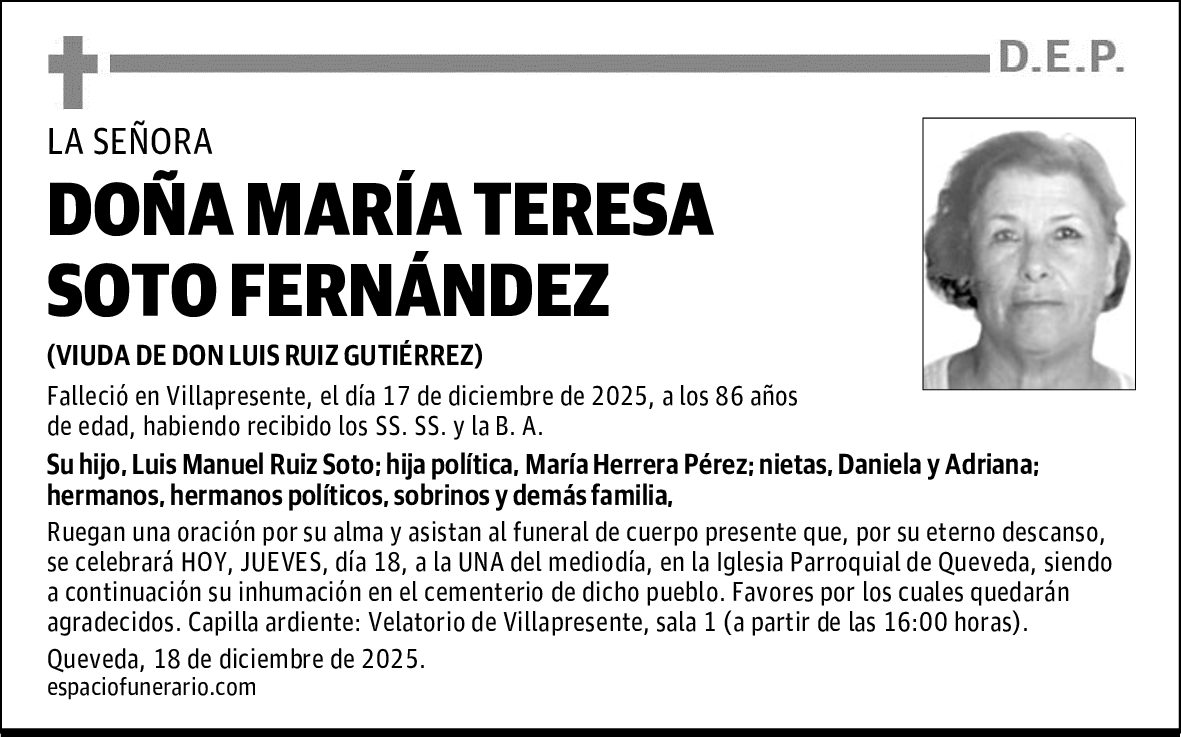 DOÑA MARÍA TERESA SOTO FERNÁNDEZ