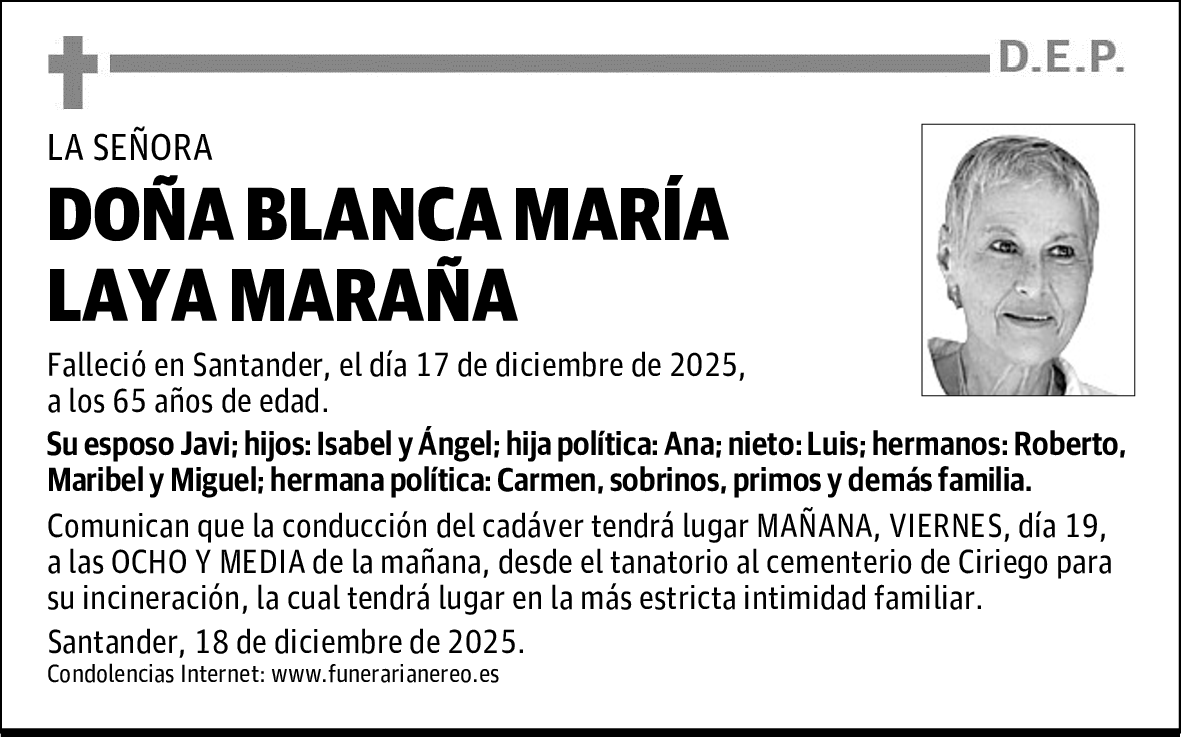 DOÑA BLANCA MARÍA LAYA MARAÑA