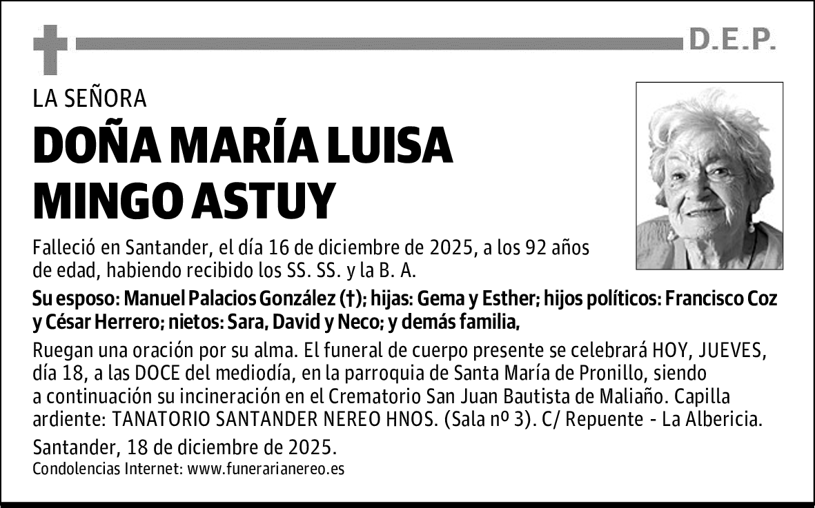 DOÑA MARÍA LUISA MINGO ASTUY