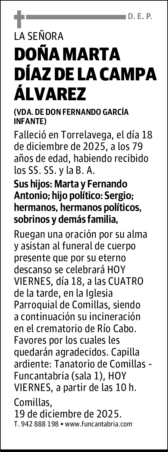 DOÑA MARTA DÍAZ DE LA CAMPA ÁLVAREZ