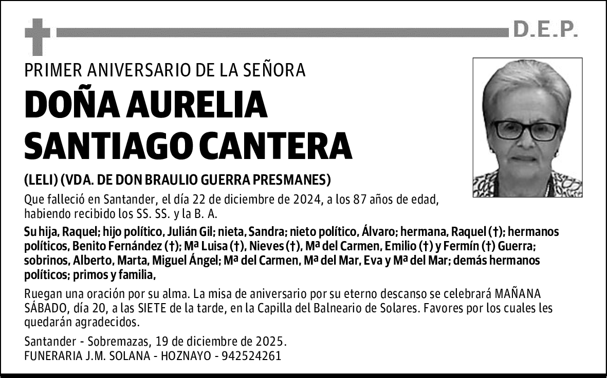 DOÑA AURELIA SANTIAGO CANTERA