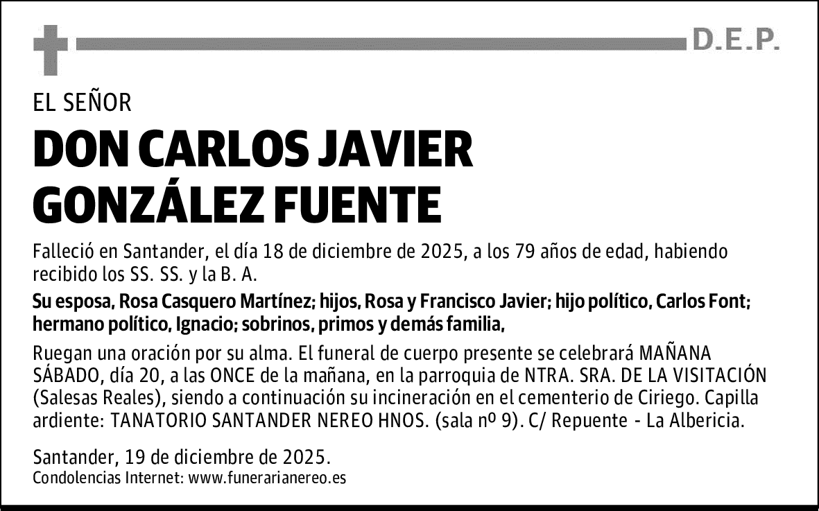 DON CARLOS JAVIER GONZÁLEZ FUENTE
