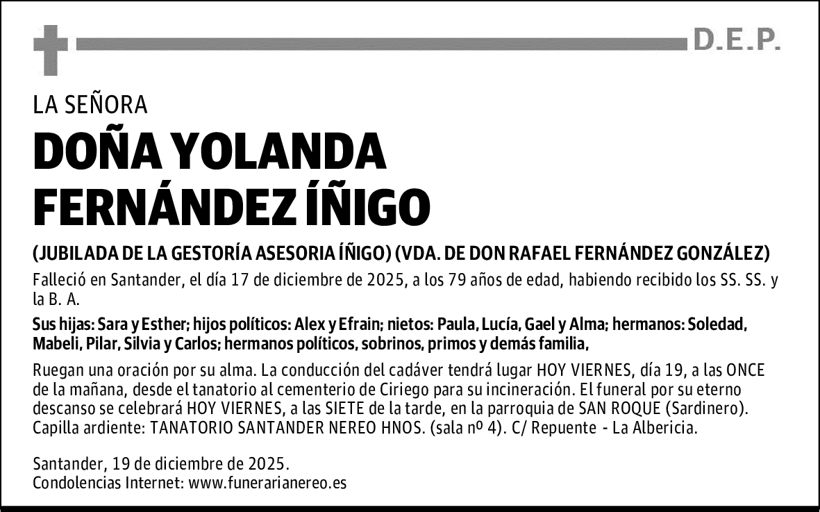 DOÑA YOLANDA FERNÁNDEZ ÍÑIGO
