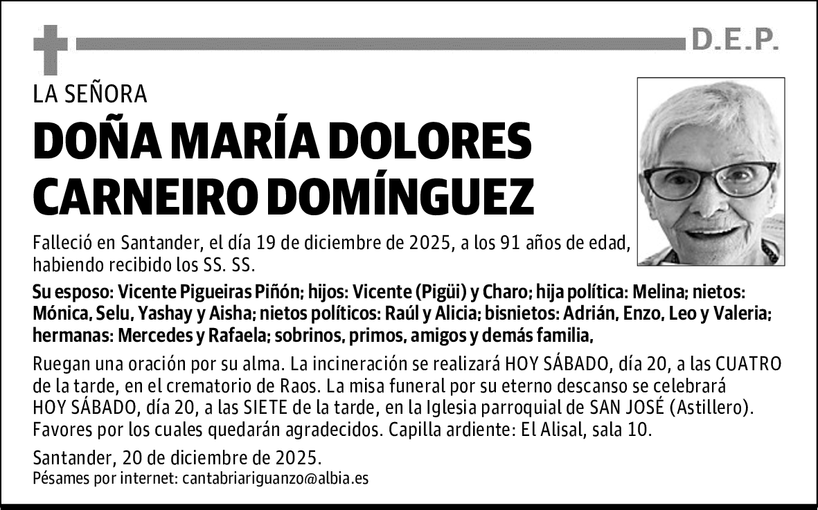 DOÑA MARÍA DOLORES CARNEIRO DOMÍNGUEZ