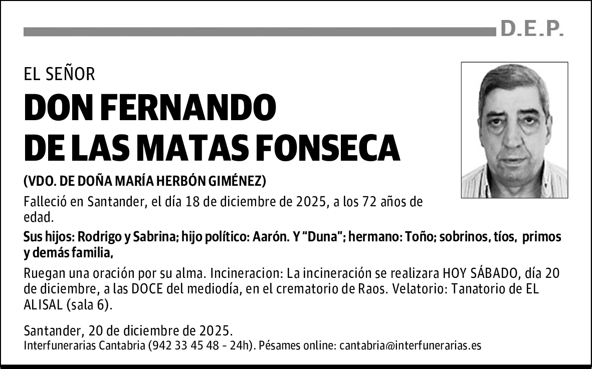 DON FERNANDO DE LAS MATAS FONSECA