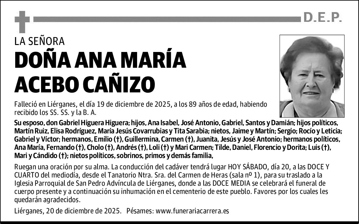 DOÑA ANA MARÍA ACEBO CAÑIZO