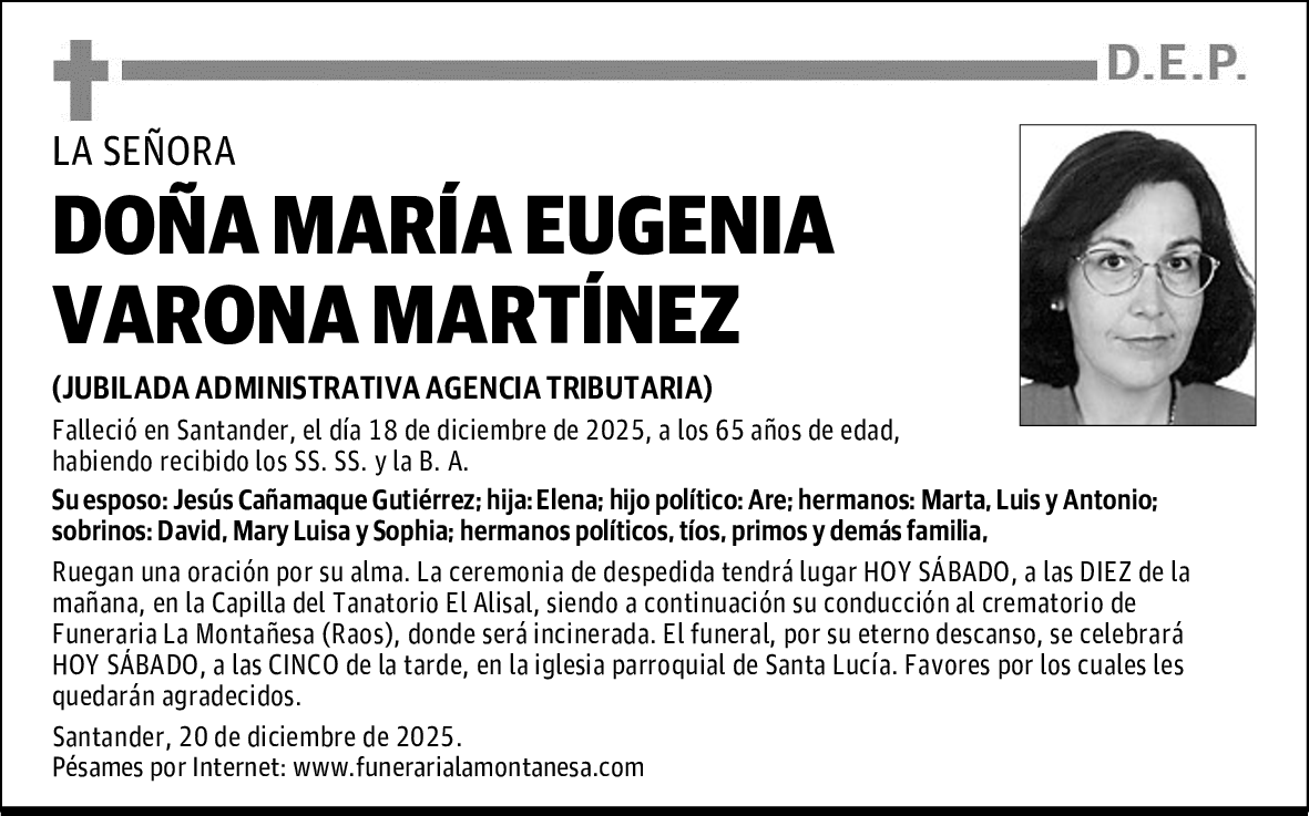 DOÑA MARÍA EUGENIA VARONA MARTÍNEZ