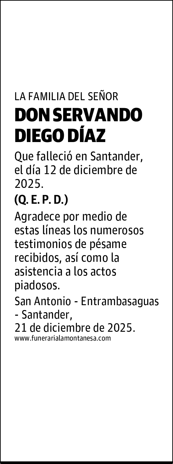 DON SERVANDO DIEGO DÍAZ