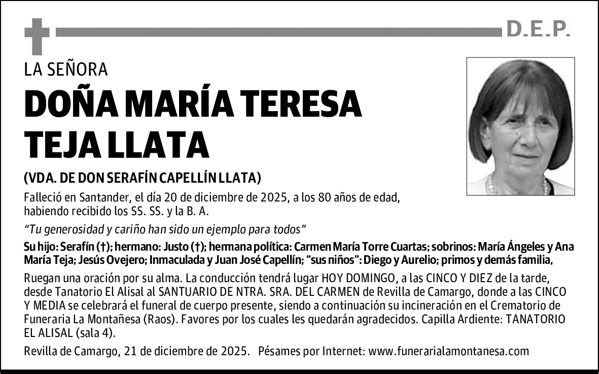 DOÑA MARÍA TERESA TEJA LLATA