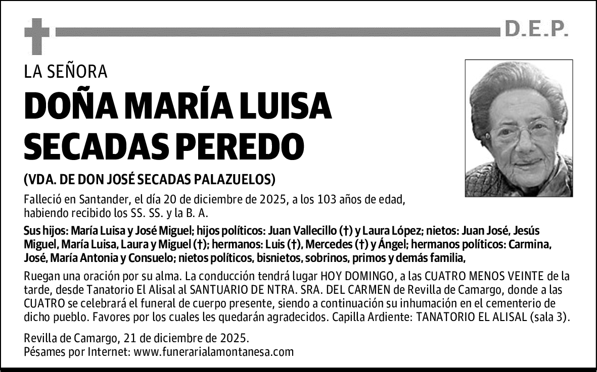 DOÑA MARÍA LUISA SECADAS PEREDO