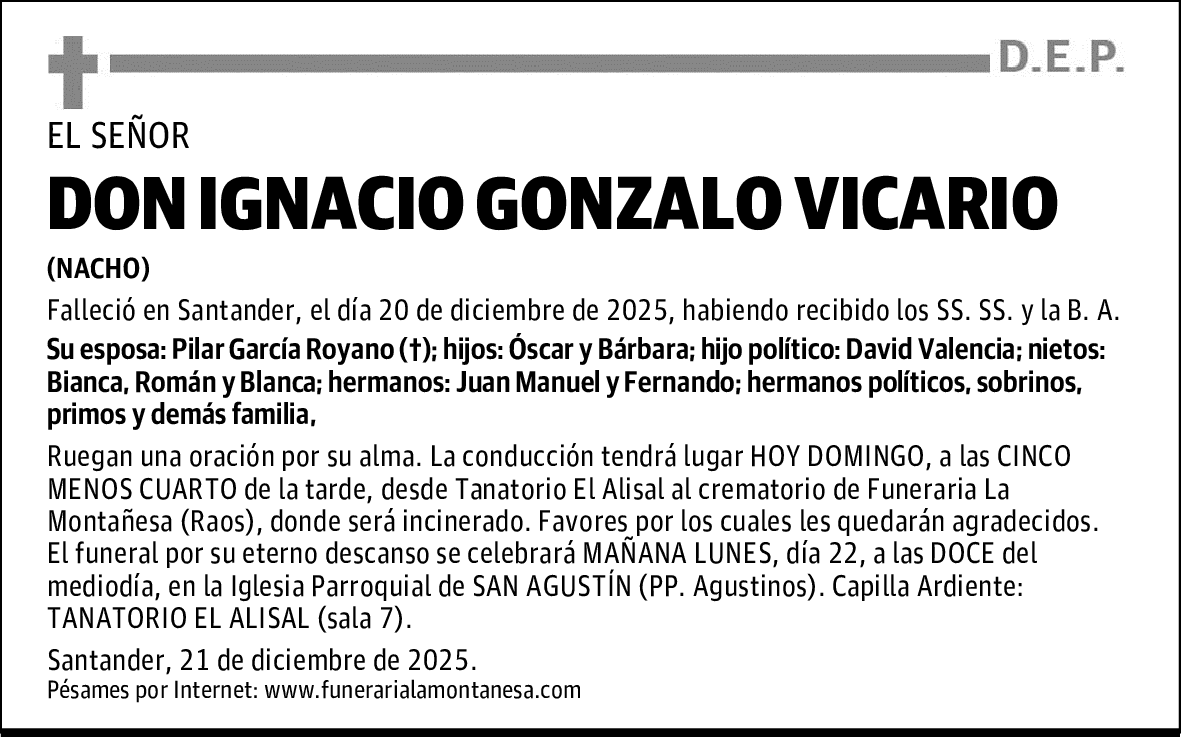 DON IGNACIO GONZALO VICARIO