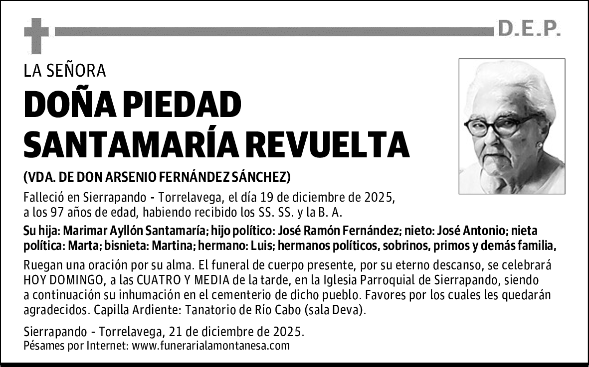 DOÑA PIEDAD SANTAMARÍA REVUELTA