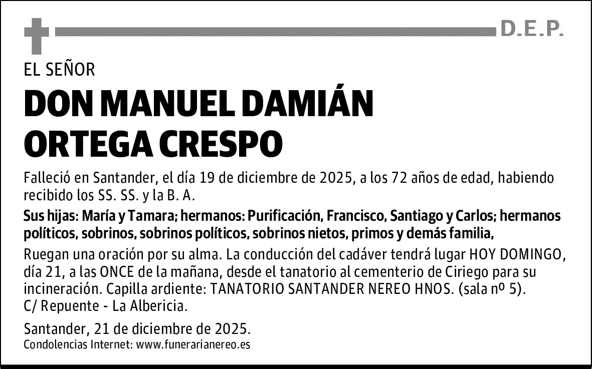 DON MANUEL DAMIÁN ORTEGA CRESPO