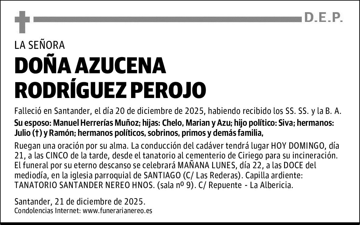 DOÑA AZUCENA RODRÍGUEZ PEROJO
