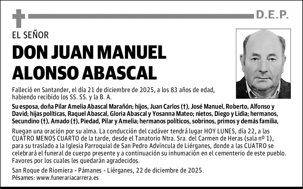 DON JUAN MANUEL ALONSO ABASCAL