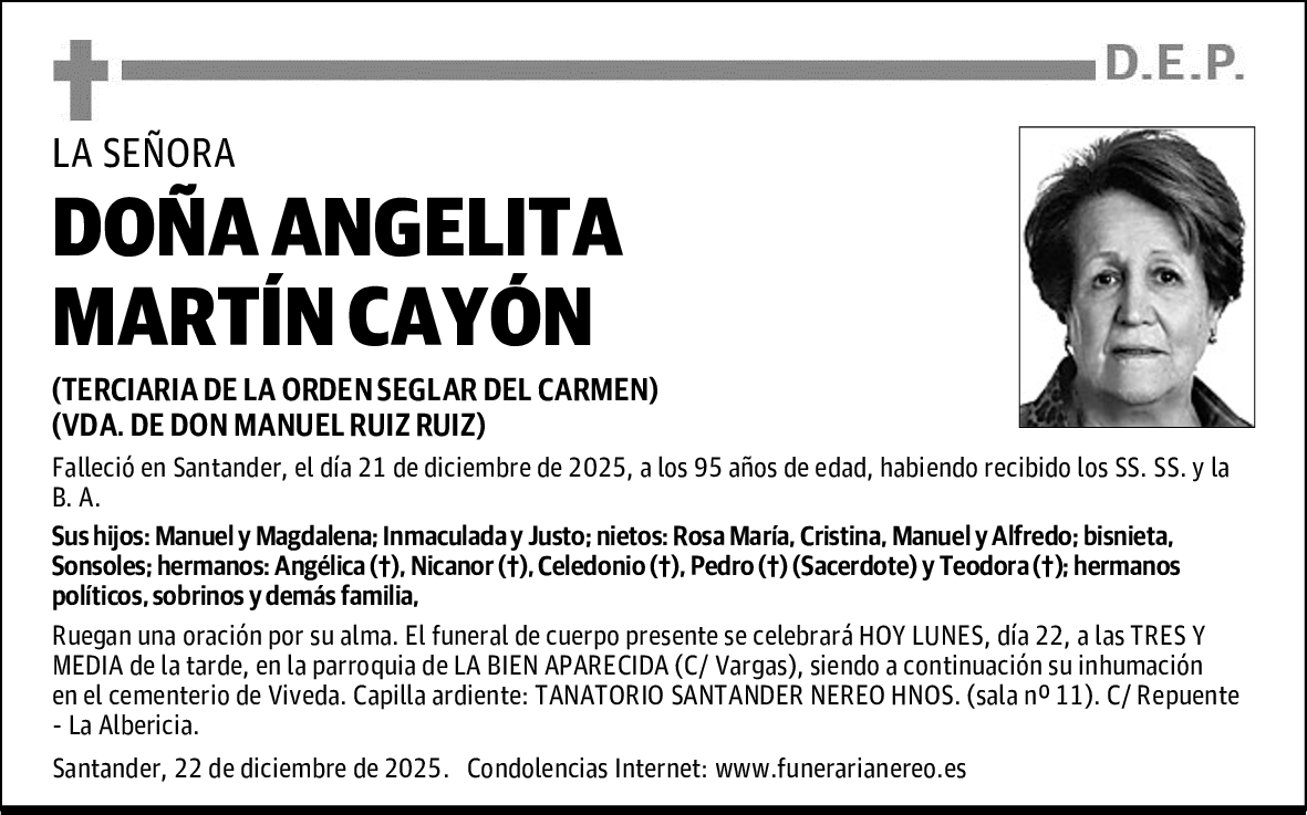 DOÑA ANGELITA MARTÍN CAYÓN