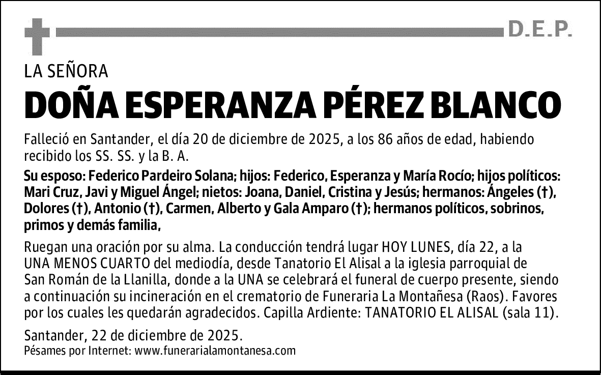 DOÑA ESPERANZA PÉREZ BLANCO