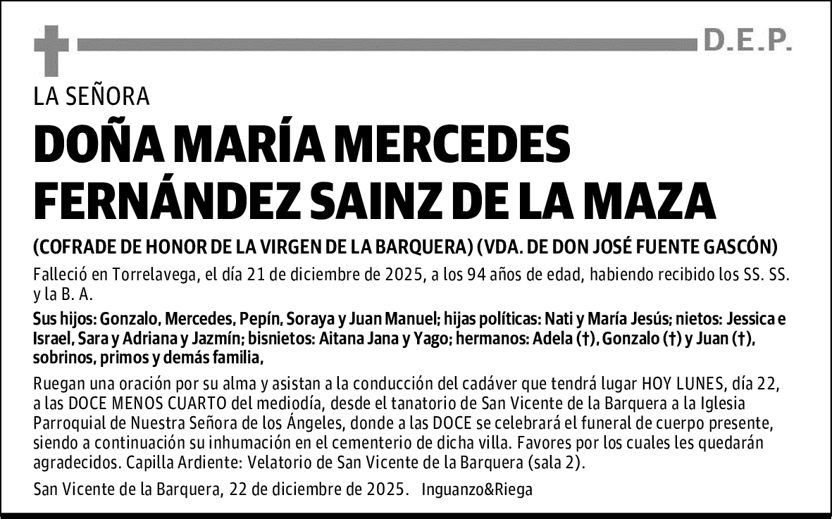 DOÑA MARÍA MERCEDES FERNÁNDEZ SAINZ DE LA MAZA