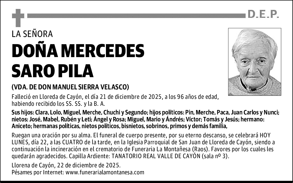 DOÑA MERCEDES SARO PILA