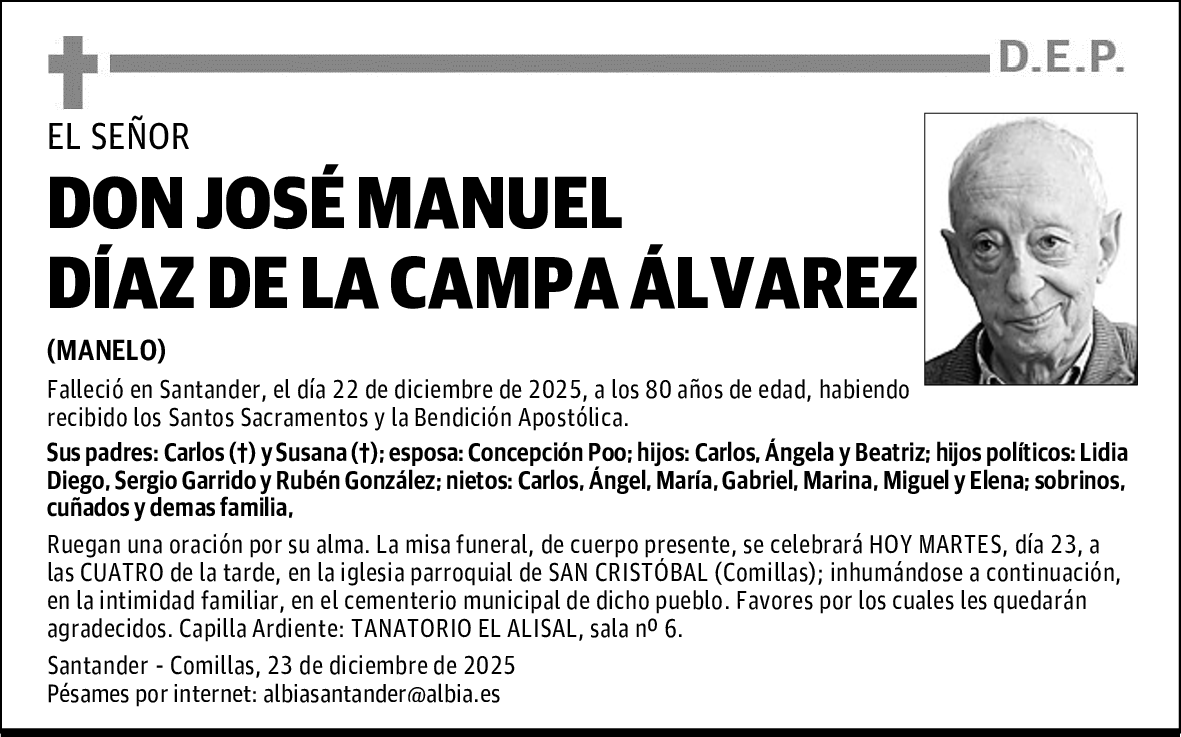 DON JOSÉ MANUEL DÍAZ DE LA CAMPA ÁLVAREZ