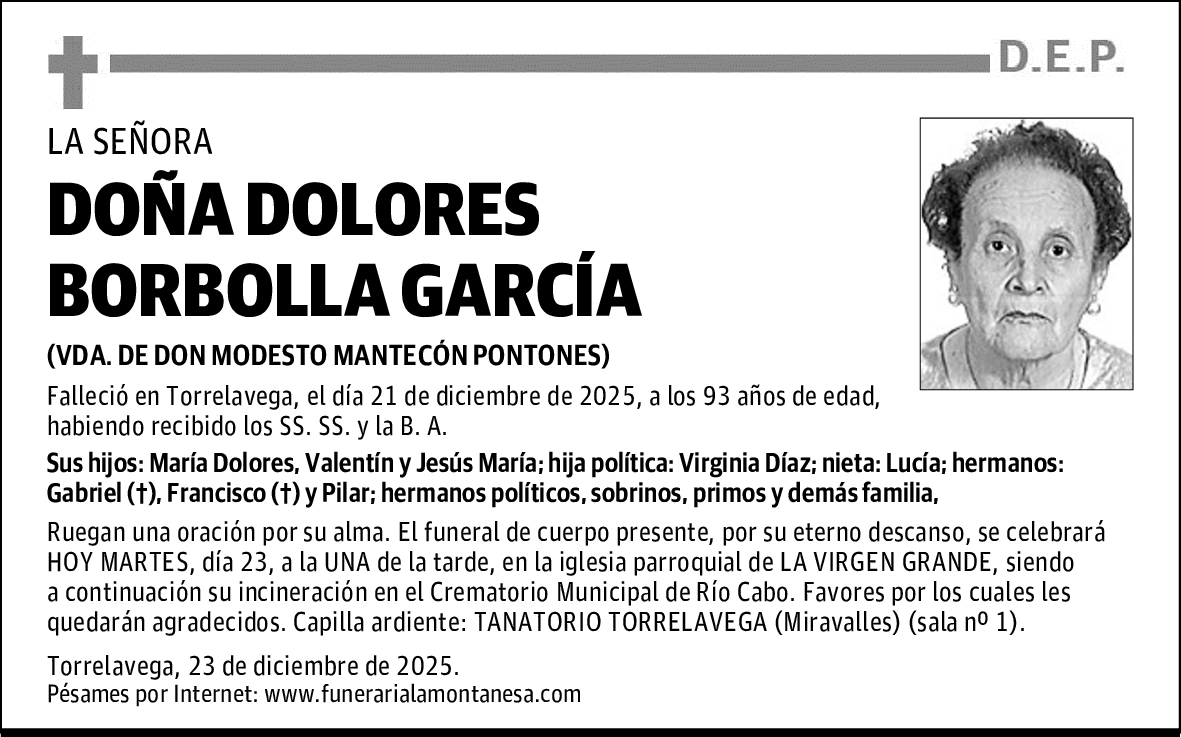 DOÑA DOLORES BORBOLLA GARCÍA