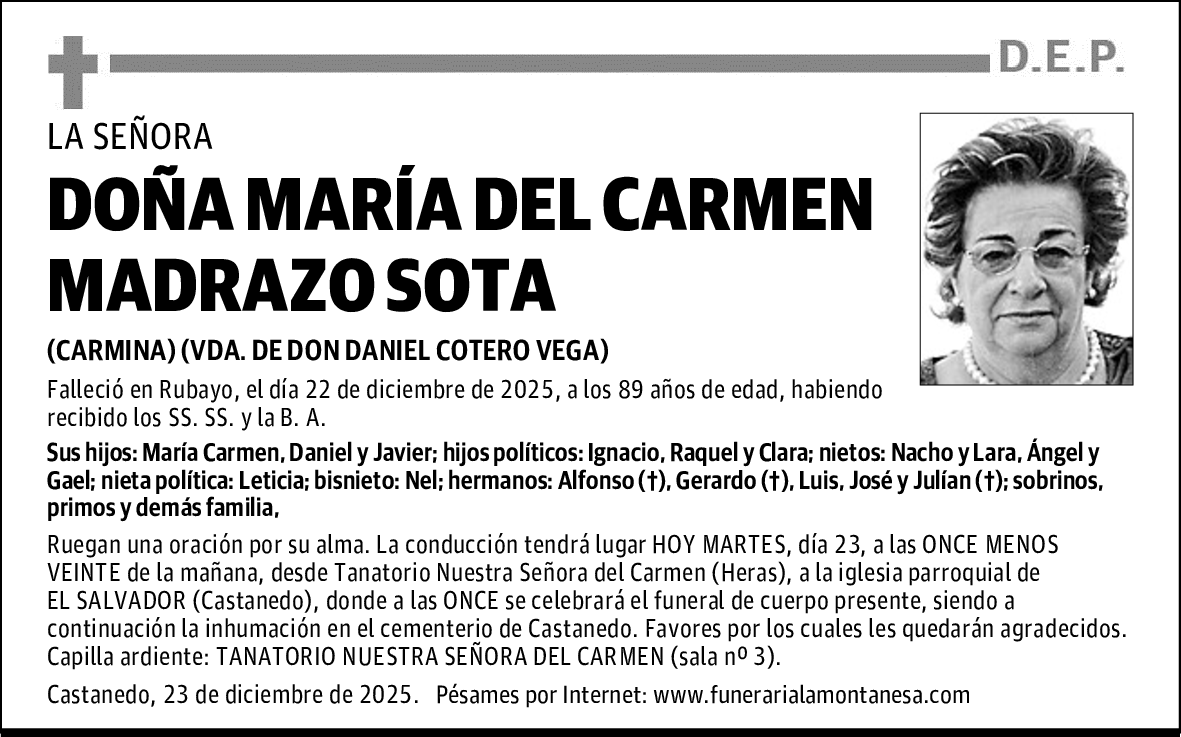DOÑA MARÍA DEL CARMEN MADRAZO SOTA