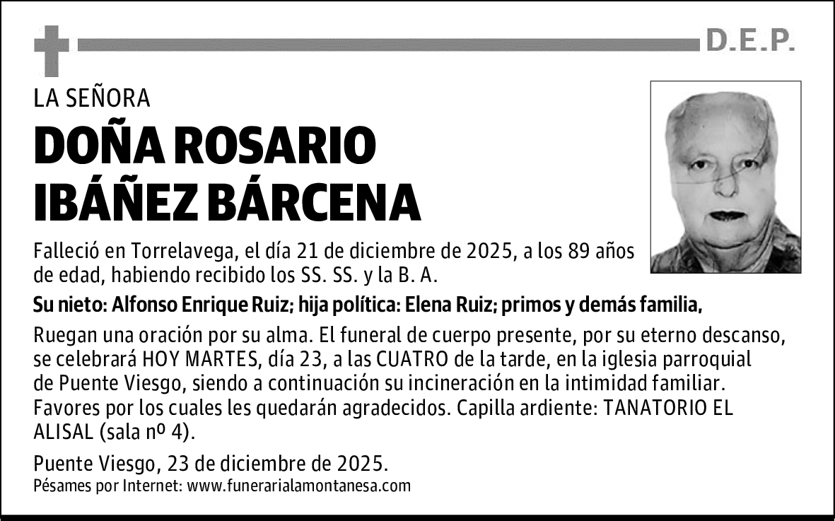 DOÑA ROSARIO IBÁÑEZ BÁRCENA