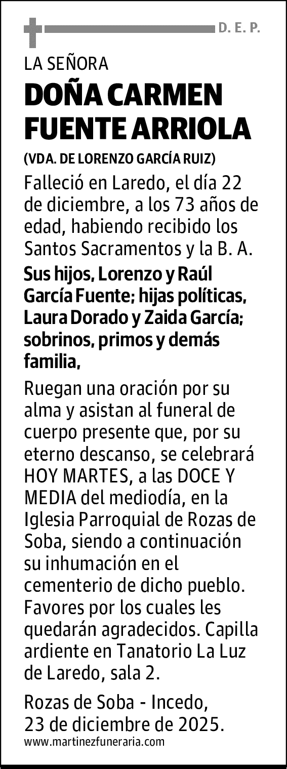 DOÑA CARMEN FUENTE ARRIOLA