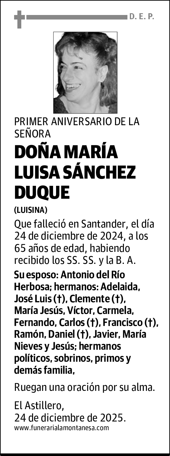 DOÑA MARÍA LUISA SÁNCHEZ DUQUE