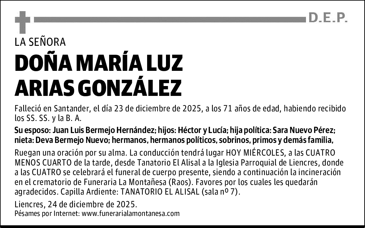 DOÑA MARÍA LUZ ARIAS GONZÁLEZ