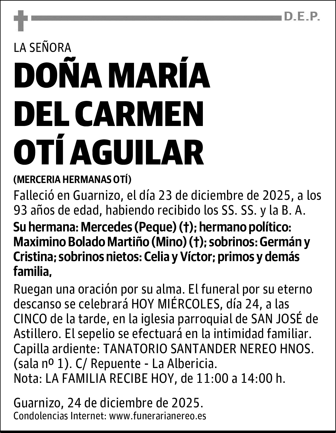 DOÑA MARÍA DEL CARMEN OTÍ AGUILAR