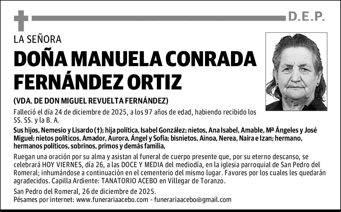 DOÑA MANUELA CONRADA FERNÁNDEZ ORTIZ