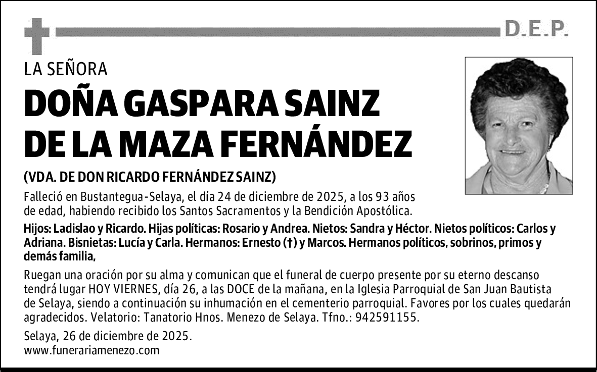 DOÑA GASPARA SAINZ DE LA MAZA FERNÁNDEZ