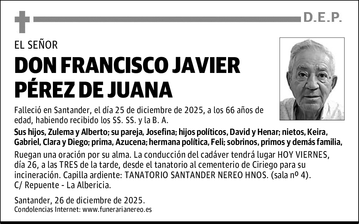 DON FRANCISCO JAVIER PÉREZ DE JUANA
