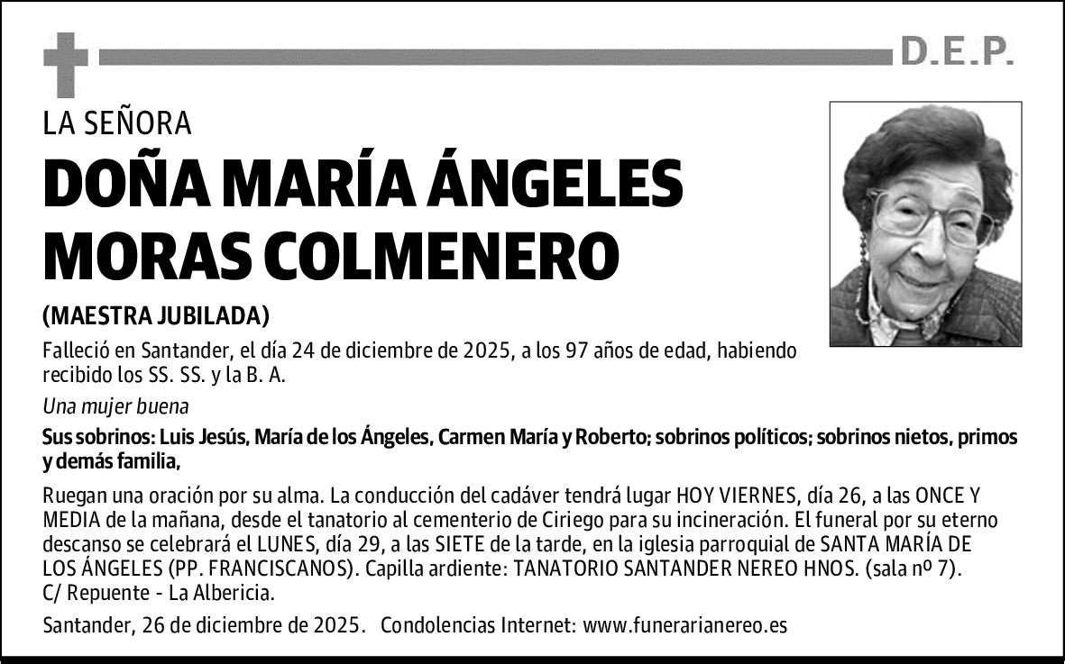 DOÑA MARÍA ÁNGELES MORAS COLMENERO