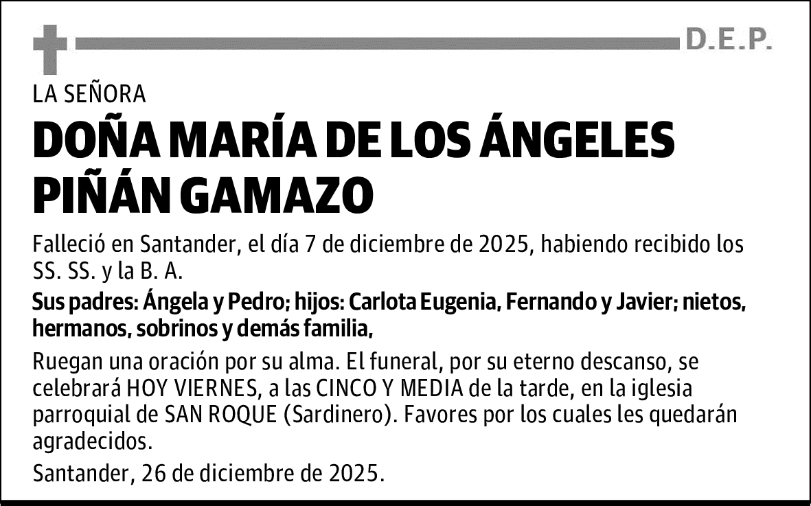 DOÑA MARÍA DE LOS ÁNGELES PIÑÁN GAMAZO