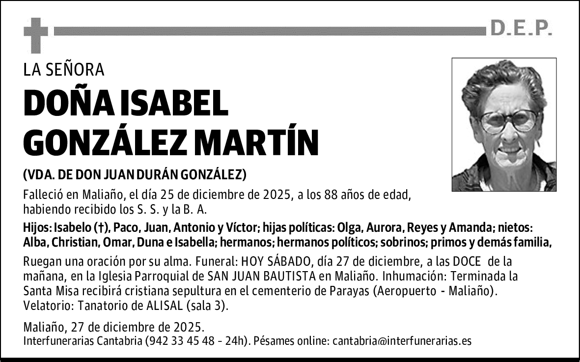 DOÑA ISABEL GONZÁLEZ MARTÍN