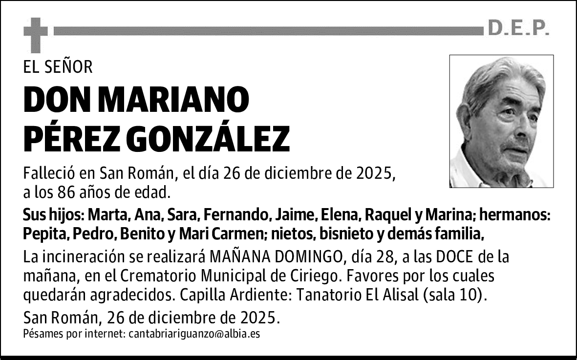 DON MARIANO PÉREZ GONZÁLEZ