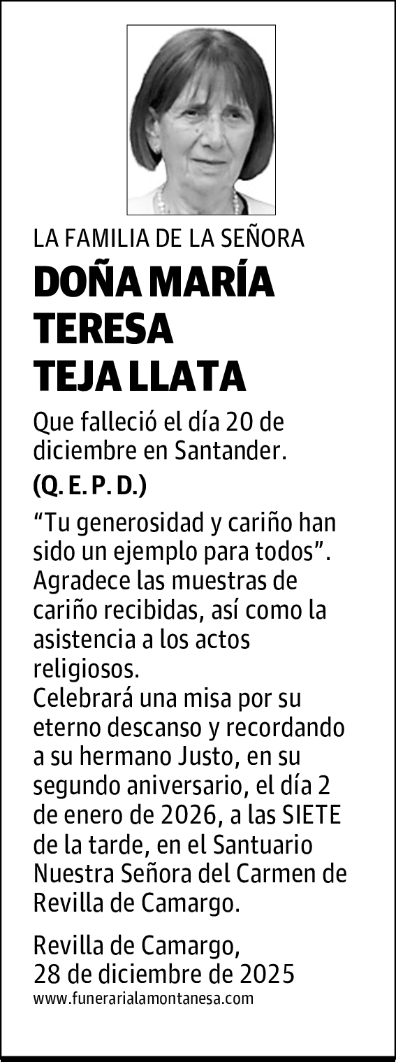 DOÑA MARÍA TERESA TEJA LLATA