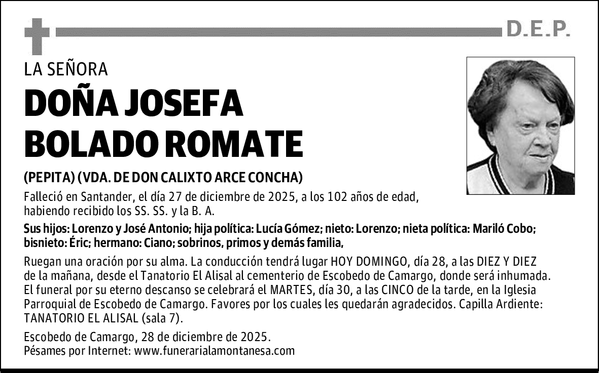 DOÑA JOSEFA BOLADO ROMATE