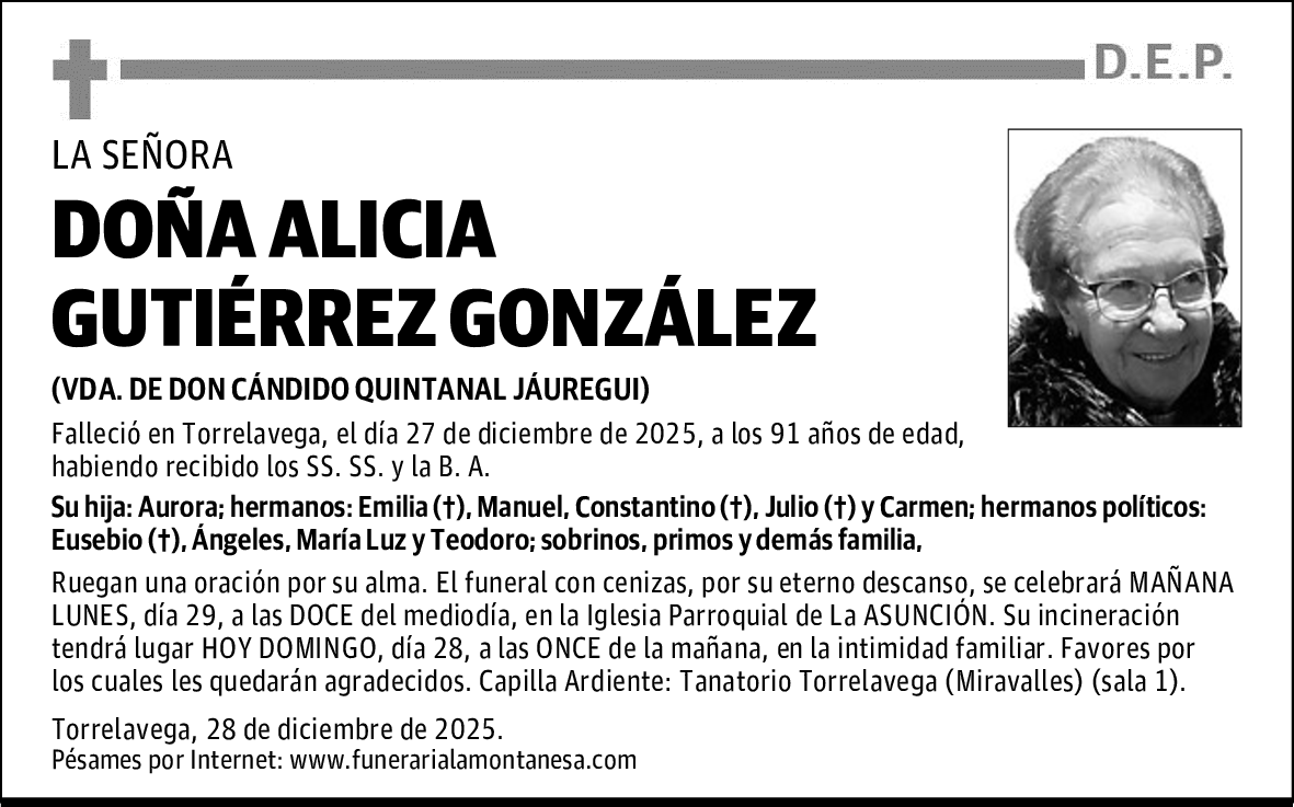 DOÑA ALICIA GUTIÉRREZ GONZÁLEZ