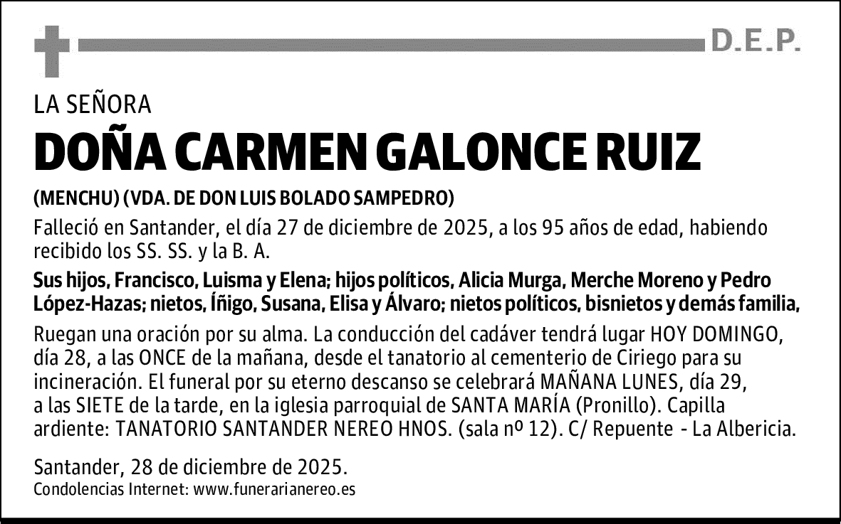 DOÑA CARMEN GALONCE RUIZ