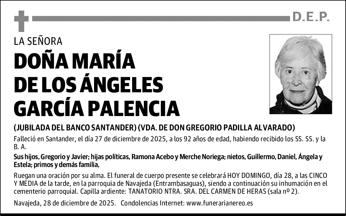 DOÑA MARÍA DE LOS ÁNGELES GARCÍA PALENCIA