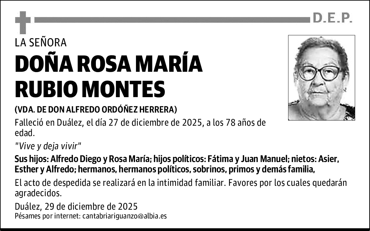 DOÑA ROSA MARÍA RUBIO MONTES