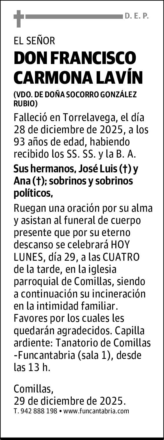 DON FRANCISCO CARMONA LAVÍN